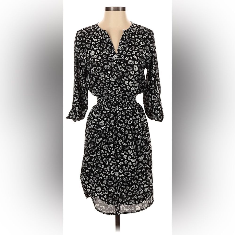 NWOT Bar III Black White Leopard Print 3/4 Sleeve Dress Women’s XS Office Summer